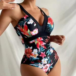 Maillot de Bain Une Pièce Imprimé Fleuri