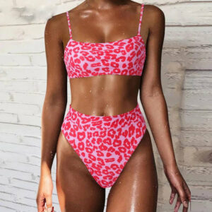 Maillot de Bain 2 pièces Léopard Rose